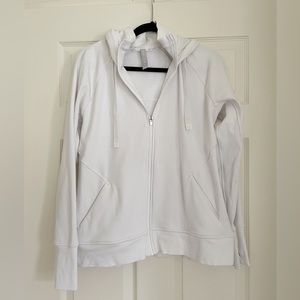 Athleta White Hooded Zip Up Sweatshirt Jacket Women’s Size XL